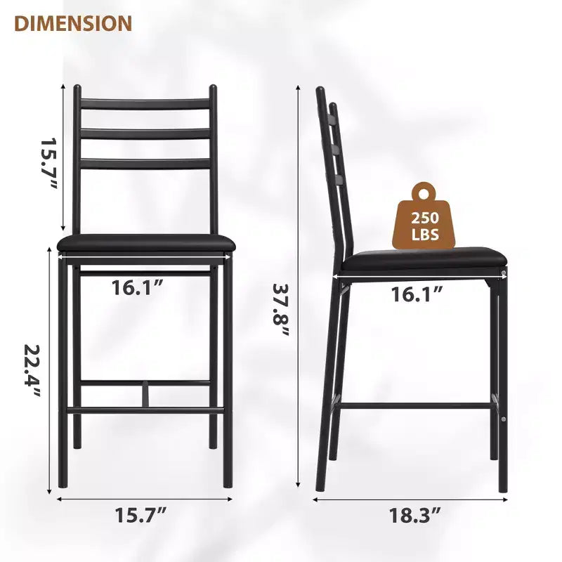 Lot de 2/4 tabourets de bar à hauteur de comptoir avec dossier, coussin épais et rembourrés pour îlot de cuisine, bar de comptoir