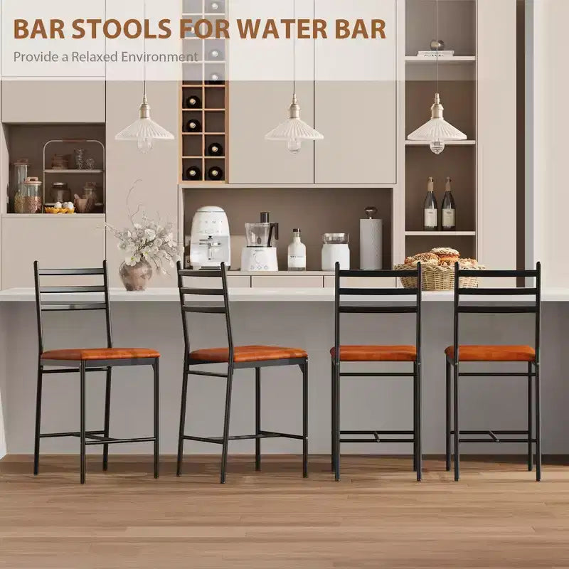 Lot de 2/4 tabourets de bar à hauteur de comptoir avec dossier, coussin épais et rembourrés pour îlot de cuisine, bar de comptoir