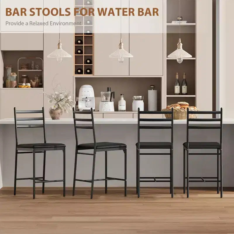 Lot de 2/4 tabourets de bar à hauteur de comptoir avec dossier, coussin épais et rembourrés pour îlot de cuisine, bar de comptoir