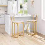 Lot de 2 chaises de bar avec dossier et pieds en métal, rembourrées, pour cuisine
