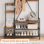 Meuble de rangement pour chaussures d'entrée avec banc, porte-manteau d'entrée avec 7 crochets et étagère de rangement, porte-manteau d'entrée pour couloir, buanderie, chambre