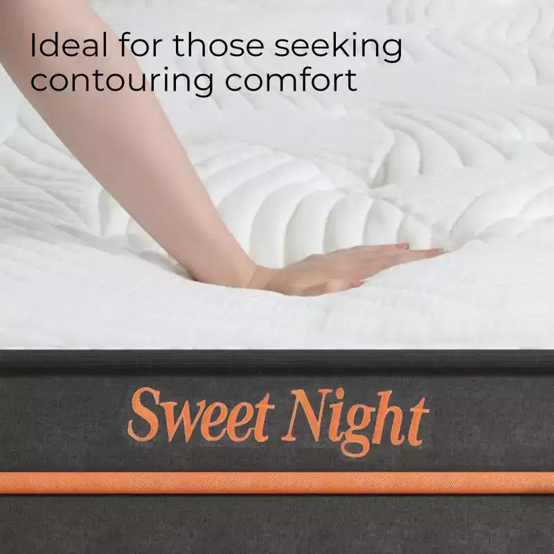 Matelas hybride Queen Sweetnight 14 po en mousse à mémoire de forme/à ressorts ensachés de fermeté moyenne, livré dans une boîte