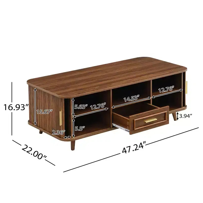 Table basse Christopher Knight Home Nova multi-rangements avec portes coulissantes et tiroir