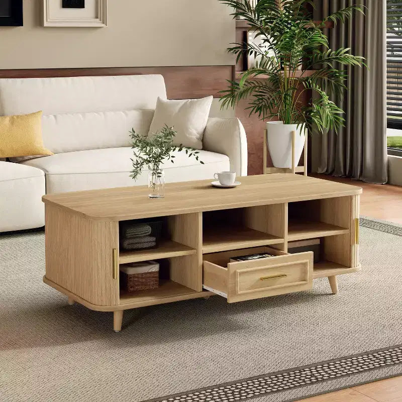 Table basse Christopher Knight Home Nova multi-rangements avec portes coulissantes et tiroir