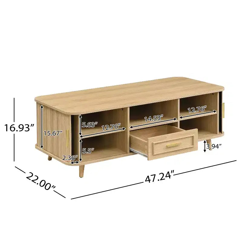 Table basse Christopher Knight Home Nova multi-rangements avec portes coulissantes et tiroir