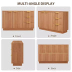 Commode à 6 tiroirs pour chambre à coucher, commode en bois de 120 cm de large avec poignées dorées, commode cannelée pour meuble TV, organisateur de rangement pour vêtements de chambre.
