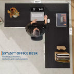 COZONY Bureau de Direction en L Blanc de 60 Pouces, Bureau d'Angle d'Ordinateur de Bureau à Domicile de Style Ferme avec Tiroirs Classeurs et Armoire de Rangement