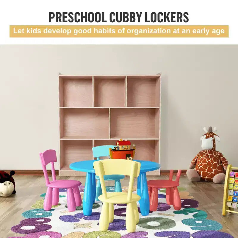 Étagères Montessori en bois massif à 3 niveaux, organisateurs et rangement de jouets, armoire de rangement à 8 compartiments avec 4 roulettes, pour chambre d'enfant, salle de classe, crèche