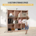 Étagères Montessori en bois massif à 3 niveaux, organisateurs et rangement de jouets, armoire de rangement à 8 compartiments avec 4 roulettes, pour chambre d'enfant, salle de classe, crèche