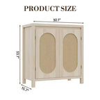 Bahut moderne - Meuble de rangement en rotin avec étagères et portes réglables, petite console de style bohème