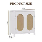 Bahut moderne - Meuble de rangement en rotin avec étagères et portes réglables, petite console de style bohème