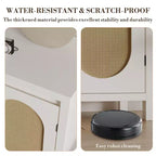 Bahut moderne - Meuble de rangement en rotin avec étagères et portes réglables, petite console de style bohème