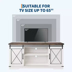 Meuble TV pour téléviseur jusqu'à 65 pouces, meuble de divertissement en bois avec portes coulissantes de style grange, console multimédia pour salon