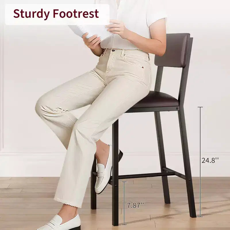 Lot de 4 tabourets de bar TruAIR – Tabourets de hauteur comptoir avec dossier et pieds en métal pour îlot de cuisine/bar