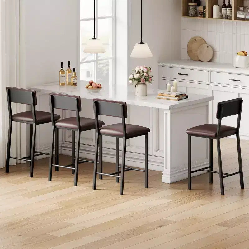 Lot de 4 tabourets de bar TruAIR – Tabourets de hauteur comptoir avec dossier et pieds en métal pour îlot de cuisine/bar