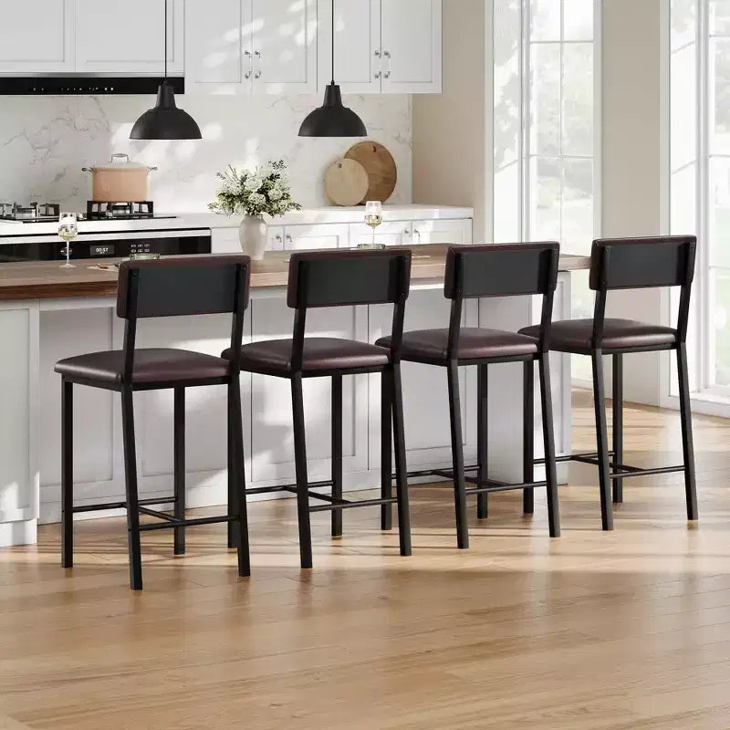 Lot de 4 tabourets de bar TruAIR – Tabourets de hauteur comptoir avec dossier et pieds en métal pour îlot de cuisine/bar