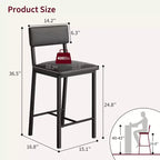 Lot de 4 tabourets de bar TruAIR – Tabourets de hauteur comptoir avec dossier et pieds en métal pour îlot de cuisine/bar