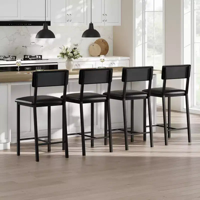 Lot de 4 tabourets de bar TruAIR – Tabourets de hauteur comptoir avec dossier et pieds en métal pour îlot de cuisine/bar