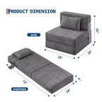 Canapé-lit pliant convertible 4-en-1 GustoWave - Chaise longue avec oreiller, canapé de sol et futon moderne en velours côtelé, gris foncé