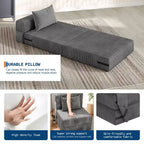 Canapé-lit pliant convertible 4-en-1 GustoWave - Chaise longue avec oreiller, canapé de sol et futon moderne en velours côtelé, gris foncé