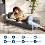 Canapé-lit pliant convertible 4-en-1 GustoWave - Chaise longue avec oreiller, canapé de sol et futon moderne en velours côtelé, gris foncé