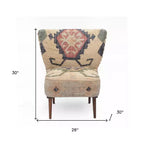 HomeRoots Fauteuil à oreilles style sud-ouest en jute beige, bleu et rouge 26 po