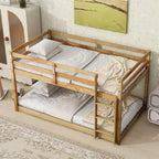 Lit superposé jumeau sur jumeau Okak 77.3IN avec échelle, lit jumeau avec garde-corps et lattes renforcées, cadres de lit pour chambre d'enfant, salle de jeux, Naturel