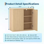 Meuble buffet CuisinSmart 34,6 po en bois avec 2 portes cannelées et étagères réglables, bar à café autoportant pour salle à manger et salon
