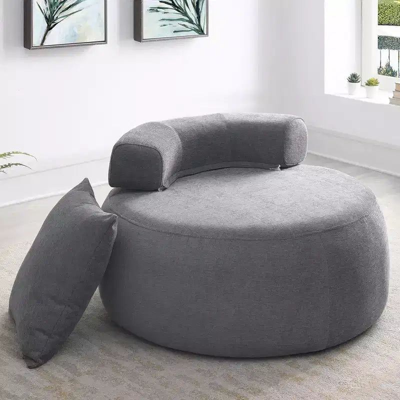 Fauteuil rond moderne 32, canapé-lit rembourré simple, fauteuil poire en chenille avec oreillers pour salon, chambre, appartement, lecture