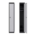 Casier métallique à 1 porte de 180 cm, Armoire de rangement fine en acier avec tringle et étagère pour Bureau, École, Salle de sport