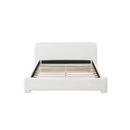 Lit plateforme élégant, cadre de lit rembourré en tissu bouclé avec tête de lit douce, taille double/queen/king, blanc - ModernLuxe