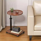 Table d'appoint en C, table de canapé pivotante à 360° et réglable en hauteur, table d'appoint ronde roulante à hauteur réglable