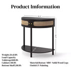 Table d'appoint semi-circulaire élégante Zeus & Ruta avec 2 armoires en rotin et étagère inférieure pour salon, chambre, couloir
