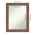 Miroir mural de salle de bain encadré non biseauté brun moyen Amanti Art Pia