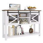 Console d'entrée avec portes coulissantes de grange, table console de ferme de 117 cm avec rangement, table de canapé étroite rustique derrière le canapé, pour entrée, couloir, foyer