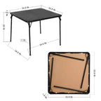 FurnitureR Ensemble table et 2 chaises pliantes 3 pièces, table de jeu carrée peu encombrante avec 2 tabourets, idéal pour les petits espaces, la maison, le patio, noir