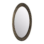 Miroir Mural Rond Moderne avec Cadre en Métal Texturé – Accent Décoratif pour la Maison, le Bureau, la Chambre ou le Salon – Bronze & Cuivre 29