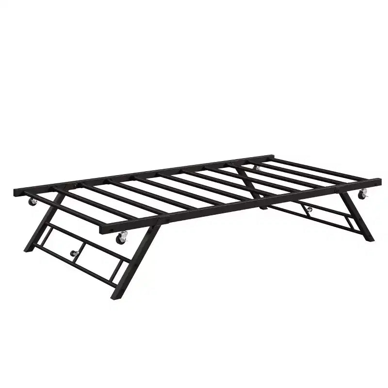 GustoWave Cadre de lit gigogne double escamotable, Lit de repos gigogne avec roulettes verrouillables, Plateforme métallique pliable, 73,6''