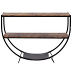 Console demi-lune industrielle, table de canapé à 3 étagères ouvertes (pour entrée/salon/bureau)
