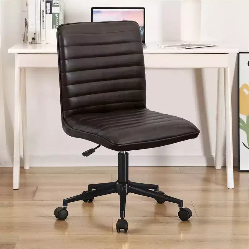 Chaise de bureau sans accoudoirs Furniliving, dossier mi-haut en similicuir, pivotante à 360°, réglable