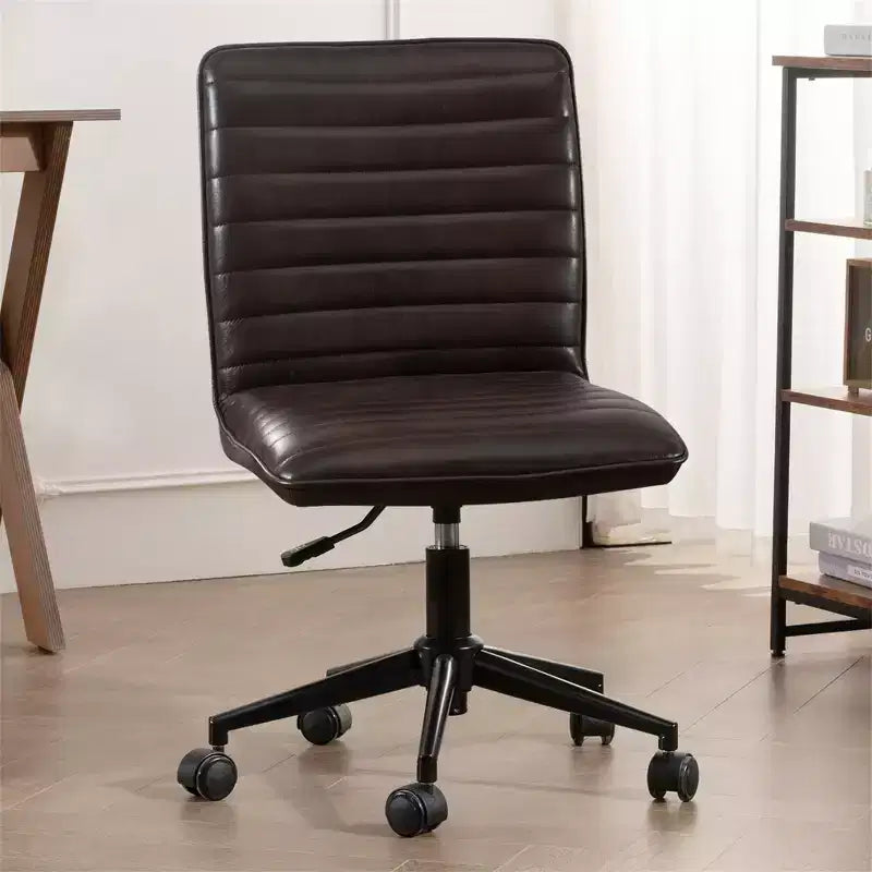 Chaise de bureau sans accoudoirs Furniliving, dossier mi-haut en similicuir, pivotante à 360°, réglable