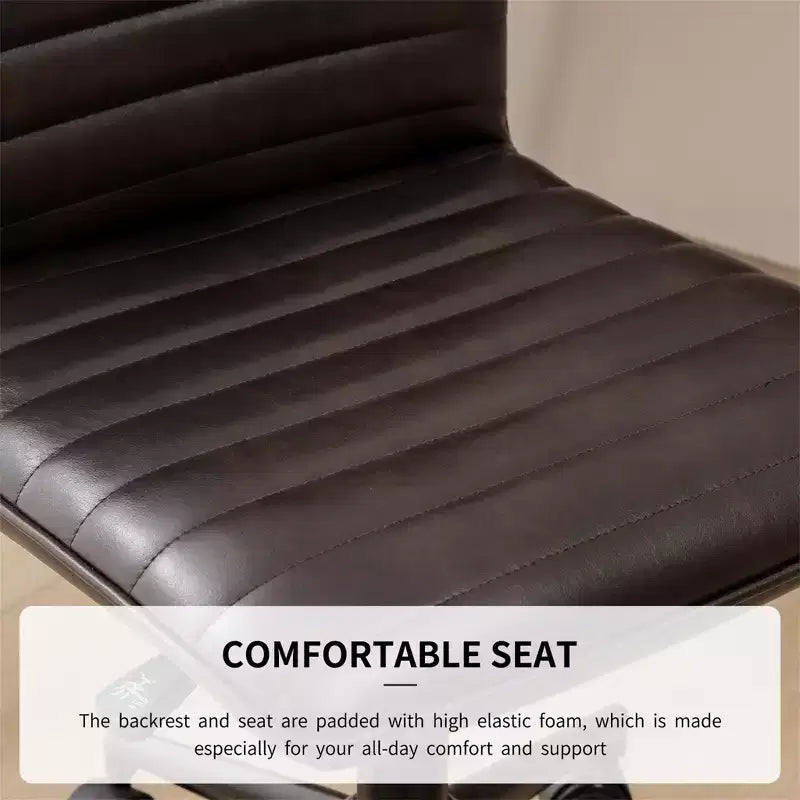 Chaise de bureau sans accoudoirs Furniliving, dossier mi-haut en similicuir, pivotante à 360°, réglable