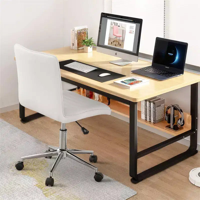 Chaise de bureau sans accoudoirs Furniliving, dossier mi-haut en similicuir, pivotante à 360°, réglable