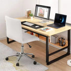 Chaise de bureau sans accoudoirs Furniliving, dossier mi-haut en similicuir, pivotante à 360°, réglable
