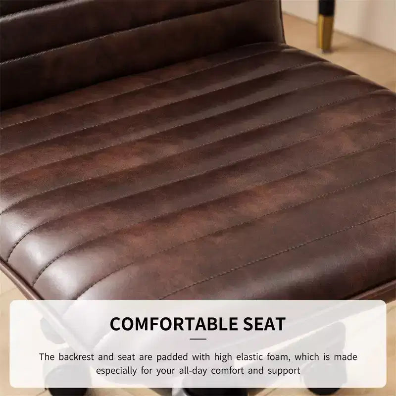 Chaise de bureau sans accoudoirs Furniliving, dossier mi-haut en similicuir, pivotante à 360°, réglable