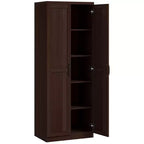 63 2-Door Kitchen Pantry, Freestanding Storage Cabinet with 5-tier Shelving and 2 Adjustable Shelves for Dining Room