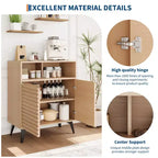 Étagères réglables, Cuisine, Entrée, Armoire de rangement cannelée - Buffet avec rangement,