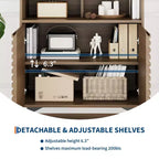 Étagères réglables, Cuisine, Entrée, Armoire de rangement cannelée - Buffet avec rangement,