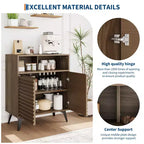 Étagères réglables, Cuisine, Entrée, Armoire de rangement cannelée - Buffet avec rangement,