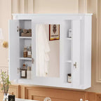 FAMYYT Armoire à pharmacie rectangulaire de 34 po L x 28 po H à montage en surface avec miroir et étagères réglables